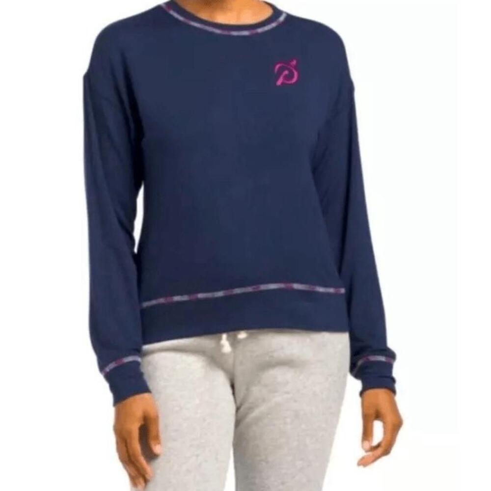 Peloton Sleepover Sweatshirt with Pink Logo Blue‎ M
